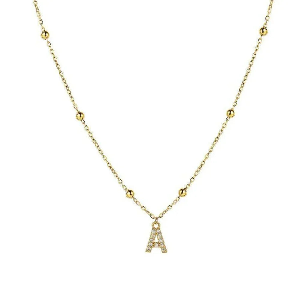 Dainty Beaded Initial Necklace Necklace