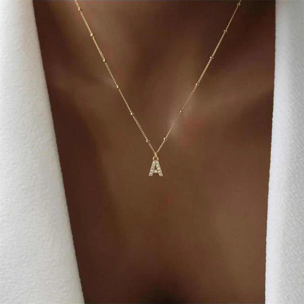 Dainty Beaded Initial Necklace Necklace