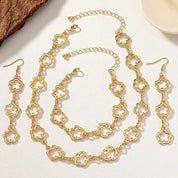 Dainty Open Clover Pendant Jewelry Set – Necklace, Bracelet & Earrings Jewelry Sets