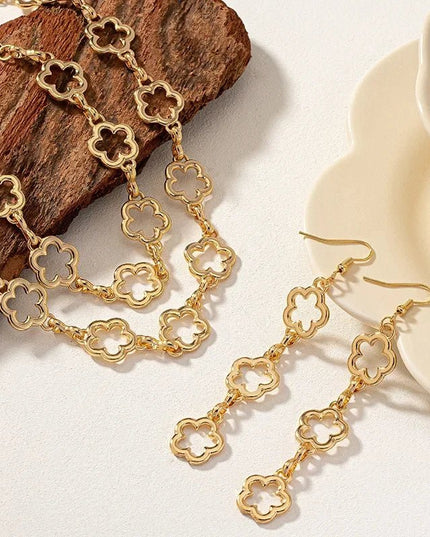 Dainty Open Clover Pendant Jewelry Set – Necklace, Bracelet & Earrings Jewelry Sets