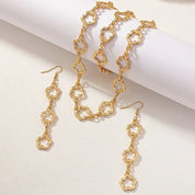 Dainty Open Clover Pendant Jewelry Set – Necklace, Bracelet & Earrings Jewelry Sets