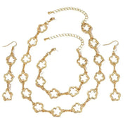 Dainty Open Clover Pendant Jewelry Set – Necklace, Bracelet & Earrings Jewelry Sets