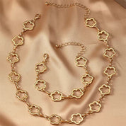 Dainty Open Clover Pendant Jewelry Set – Necklace, Bracelet & Earrings Jewelry Sets