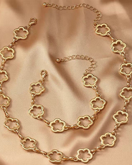 Dainty Open Clover Pendant Jewelry Set – Necklace, Bracelet & Earrings Jewelry Sets