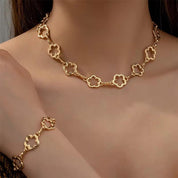 Dainty Open Clover Pendant Jewelry Set – Necklace, Bracelet & Earrings Jewelry Sets