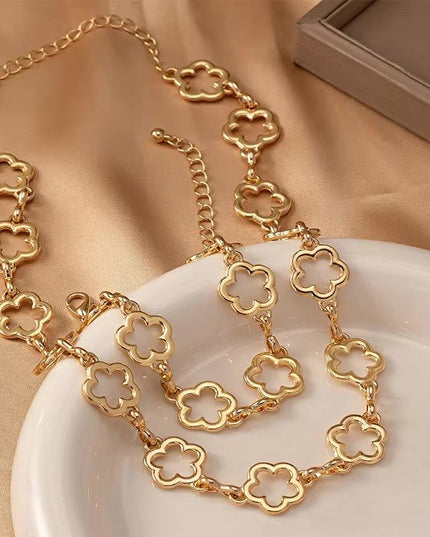 Dainty Open Clover Pendant Jewelry Set – Necklace, Bracelet & Earrings Jewelry Sets