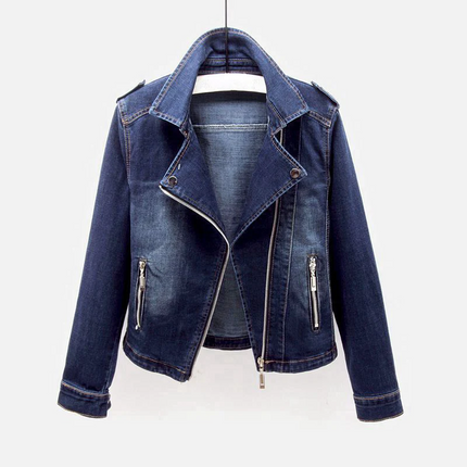 Women's Casual Denim Jacket Dark Blue Denim Jacket