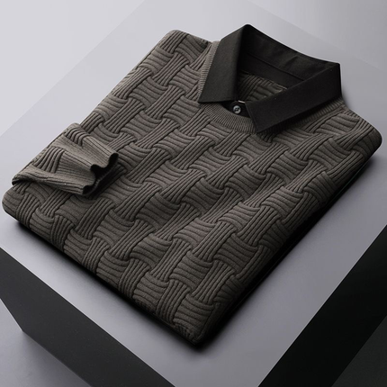 Finn | Elegant Polo Sweater Gray Men - Main - Winter