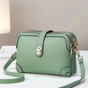 Elegant Multi-Layer Soft Leather Handbag Green Leather Bag