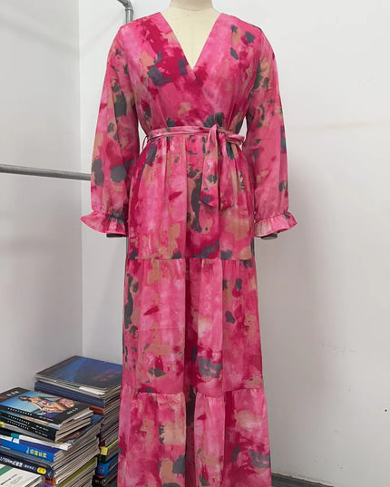 Elegant Floral Chiffon Maxi Dress Dresses