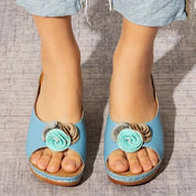 Lila - Orthopedic Flower Strap Leather Sandals Sandals