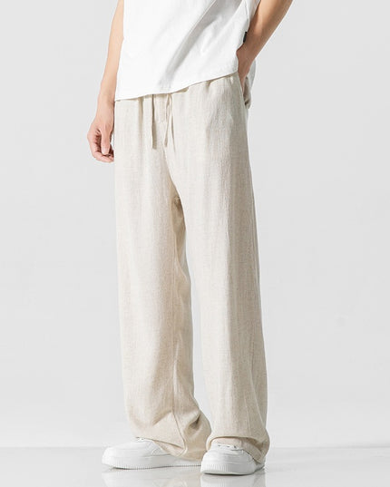 Men's Summer Linen Pants Beige Trousers