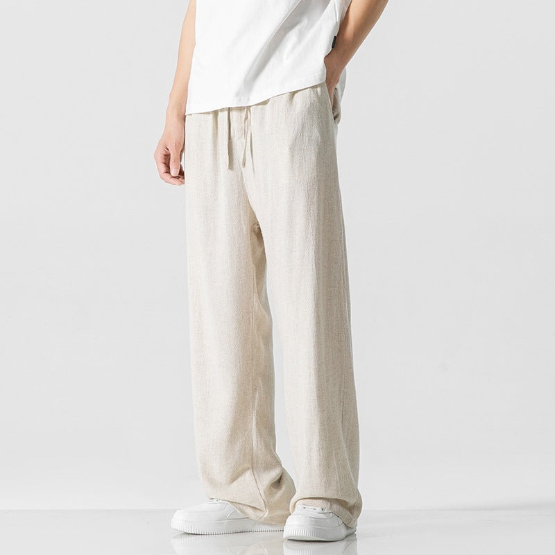 Men's Summer Linen Pants Beige Trousers