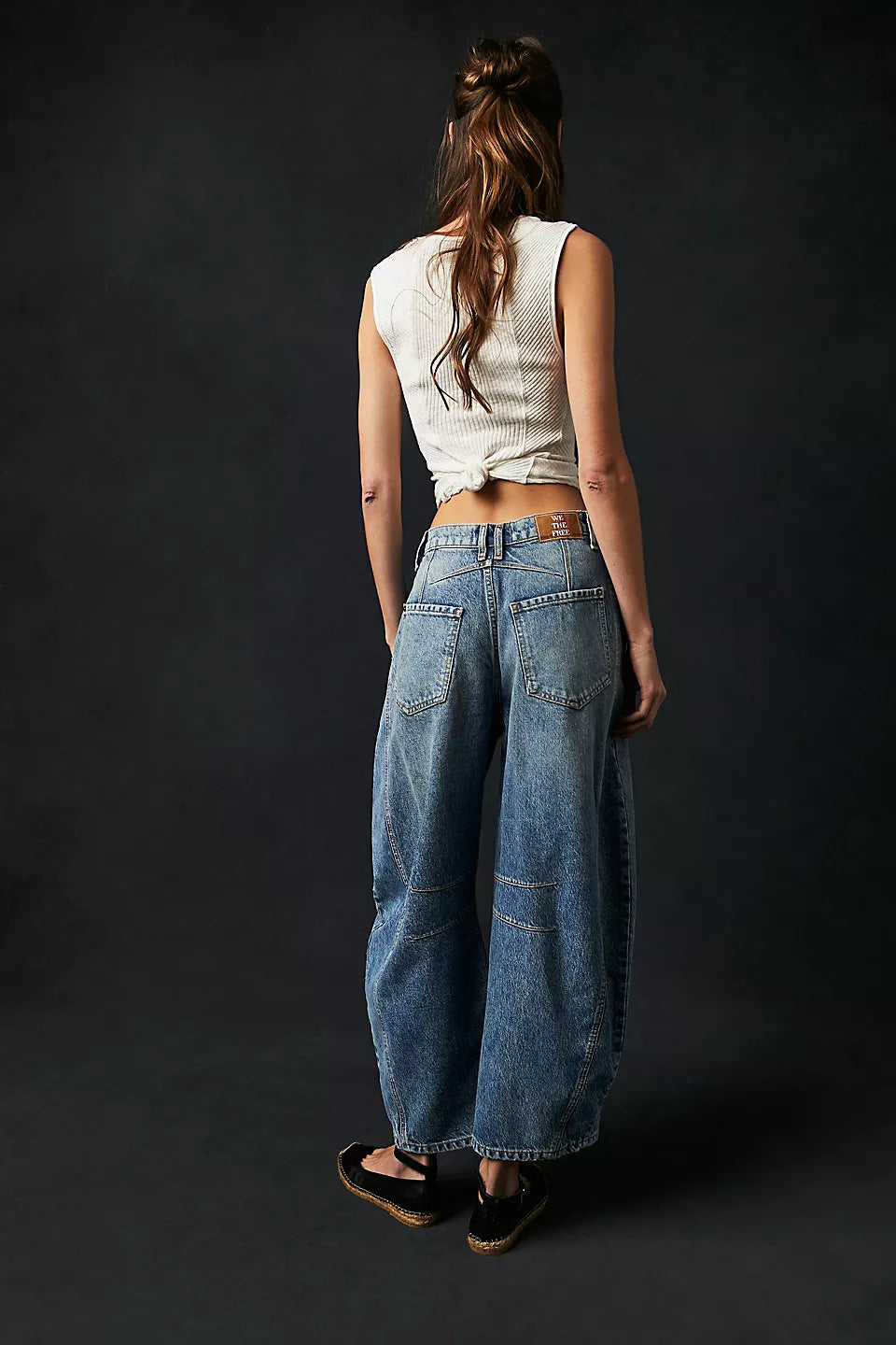High-Stretch Mid-Rise Barrel Jeans Women Pants