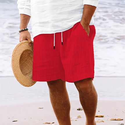 Men's Striped Drawstring Summer Shorts Red Shorts