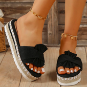 Coquette Bow Sandals – Chic Mid-Heel Office & Event Footwear Black Sandals