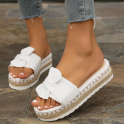 Coquette Bow Sandals – Chic Mid-Heel Office & Event Footwear White Sandals