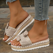 Coquette Bow Sandals – Chic Mid-Heel Office & Event Footwear Beige Sandals