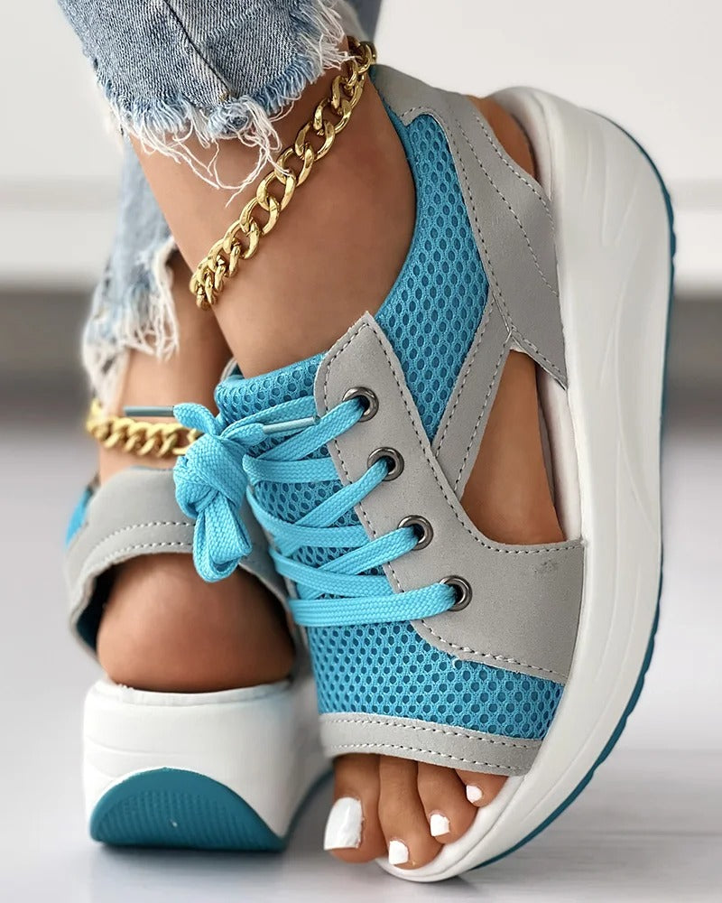 Mila™ - Stylish Orthopedic Sandals Contrast Panels Blue