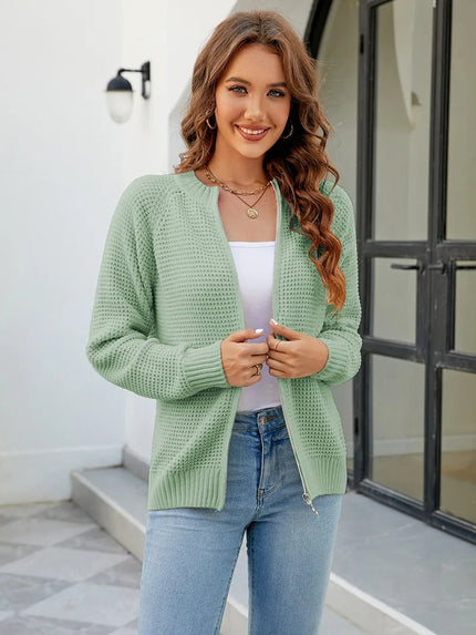 Eleanor | Waffle Cardigan Green Coats & Jackets