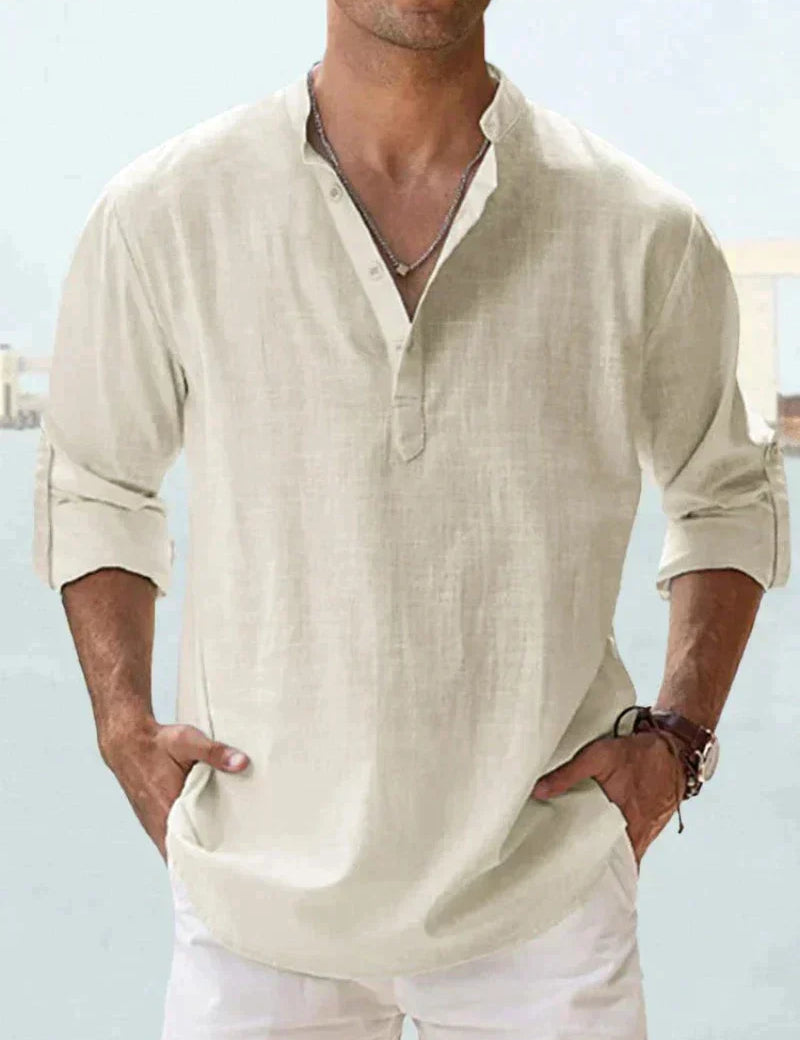 Men's Classic Linen Shirt Apricot Shirts