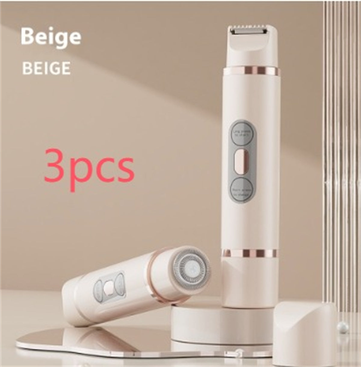 2-in-1 Electric Dual-Head Women's Hair Remover Beige 3pcs Women's Accessories