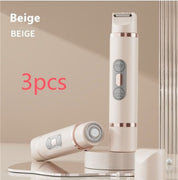 2-in-1 Electric Dual-Head Women's Hair Remover Beige 3pcs Women's Accessories