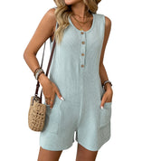 Women's Summer Sleeveless Jumpsuit with Pockets Light Green Jumpsuit