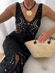 Beach Hollow V-neck Slim Sexy Midi Dress Dresses