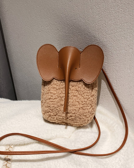 Cute Elephant Trunk Design Crossbody Shoulder Bag Khaki Bag