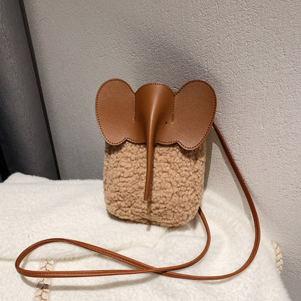 Cute Elephant Trunk Design Crossbody Shoulder Bag Khaki Bag