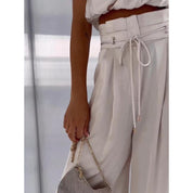 Satin One‑Shoulder Two‑Piece Set Women Set