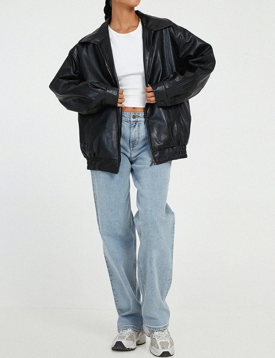 Masie | Oversized Bomber Jacket BLACK
