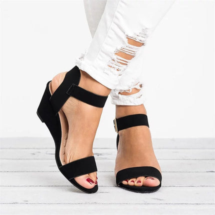 Women's Elegant Wedge Strap Sandals Black sandals