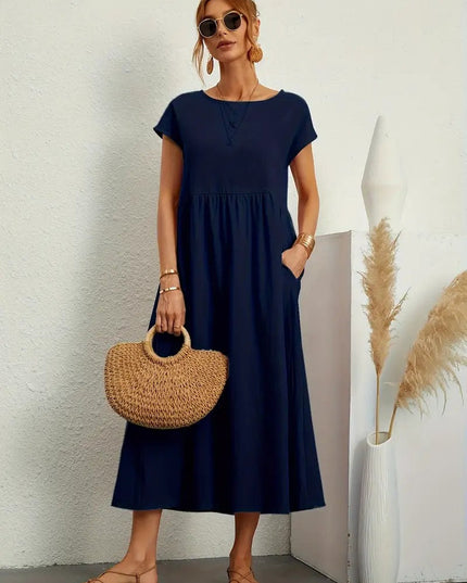Mara - Dress with pockets Blue Marine Dresses