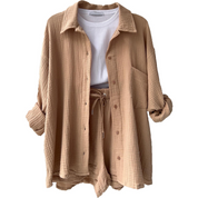 Charlotte | Women's Cotton Two-Piece Suit Khaki
