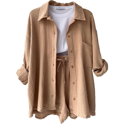 Charlotte | Women's Cotton Two-Piece Suit Khaki