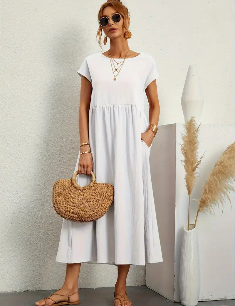 Mara - Dress with pockets White Dresses
