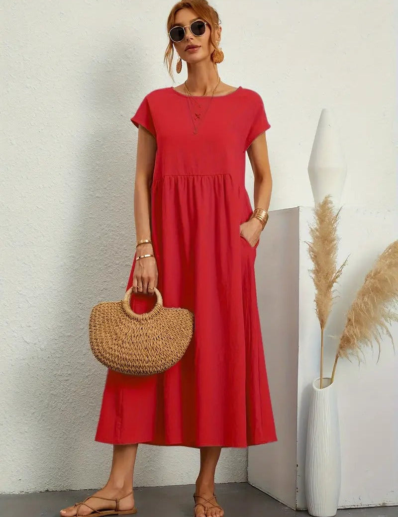 Mara - Dress with pockets Red Dresses
