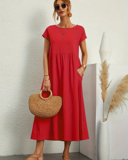 Mara - Dress with pockets Red Dresses