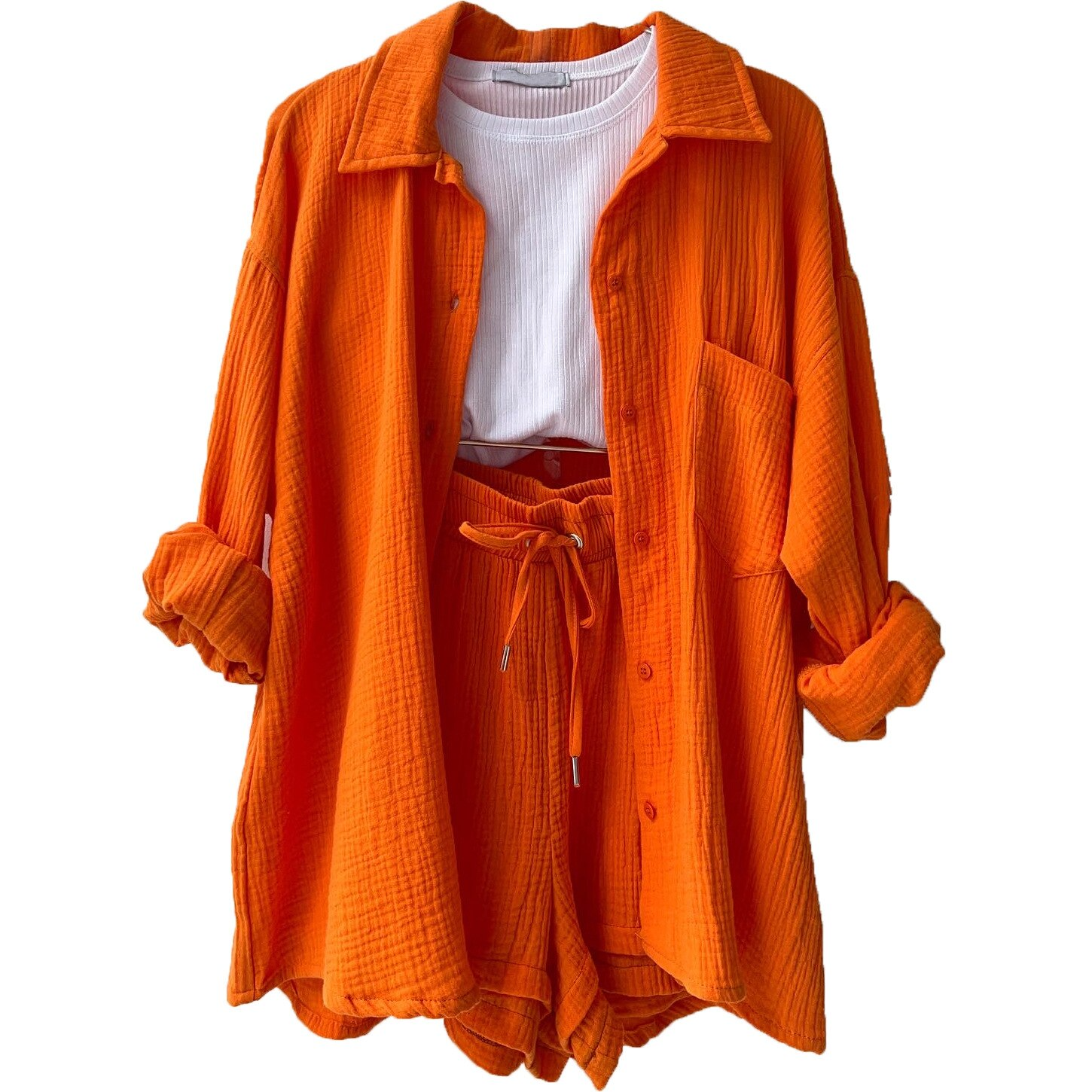Charlotte | Women's Cotton Two-Piece Suit Orange
