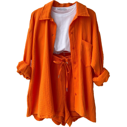 Charlotte | Women's Cotton Two-Piece Suit Orange