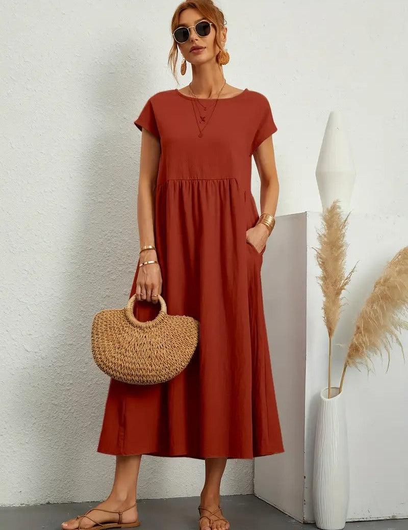 Mara - Dress with pockets Brown Dresses