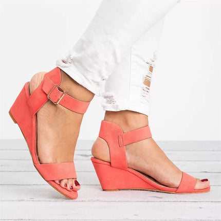 Women's Elegant Wedge Strap Sandals Pink sandals