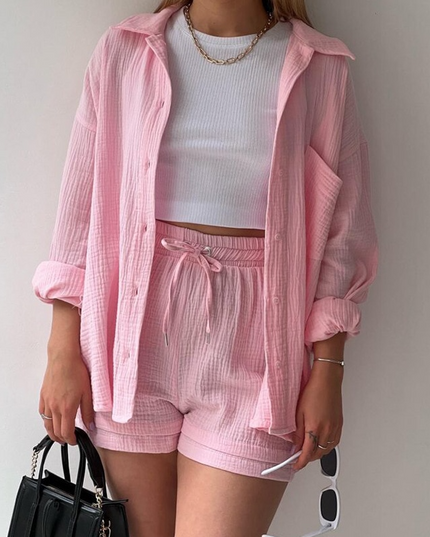 Charlotte | Women's Cotton Two-Piece Suit Light Pink