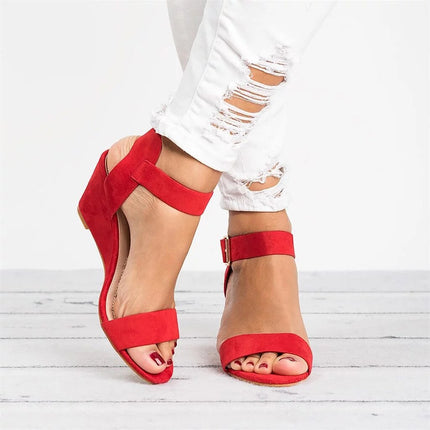 Women's Elegant Wedge Strap Sandals Red sandals