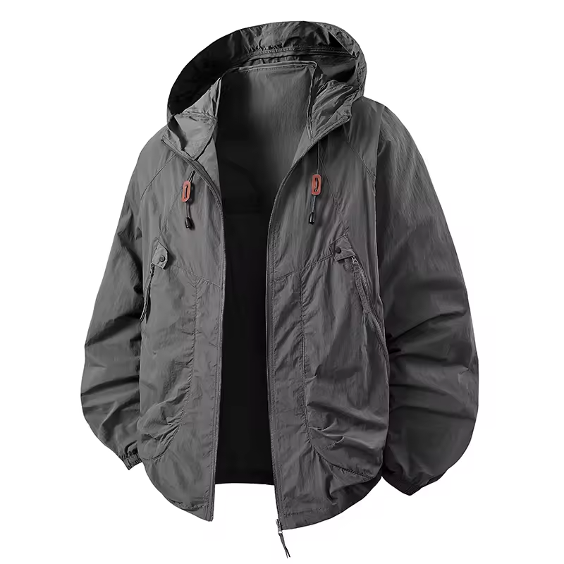 Waterproof Hooded Walking Jacket – Lightweight Grey Jacket & Coats