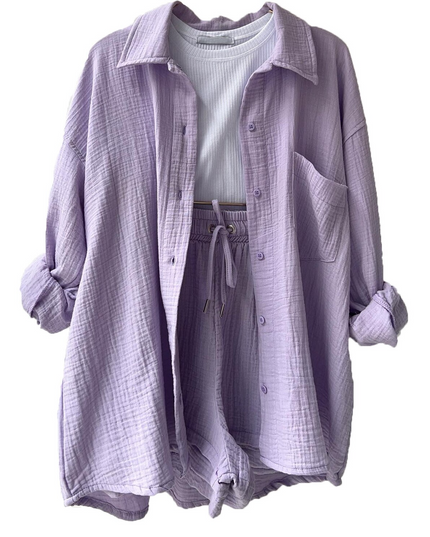 Charlotte | Women's Cotton Two-Piece Suit Violet