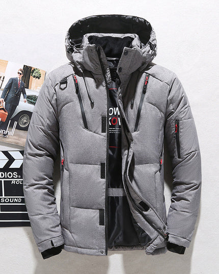 Men's Insulated Winter Parka with Stand-Up Collar and Hood Gray Jacket & Coats