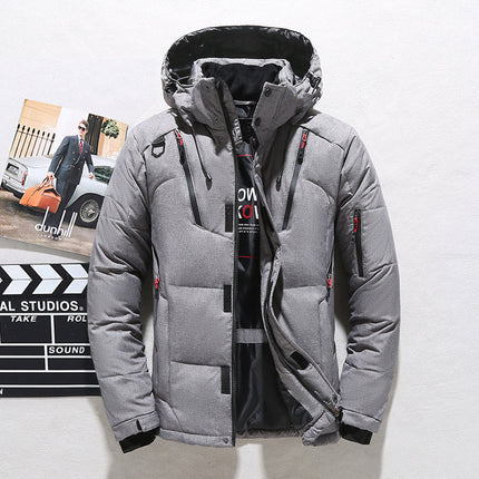 Men's Insulated Winter Parka with Stand-Up Collar and Hood Gray Jacket & Coats